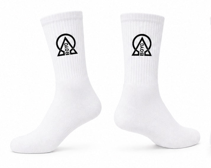 PRE ORDER - Classic Logo Style White Crew Socks