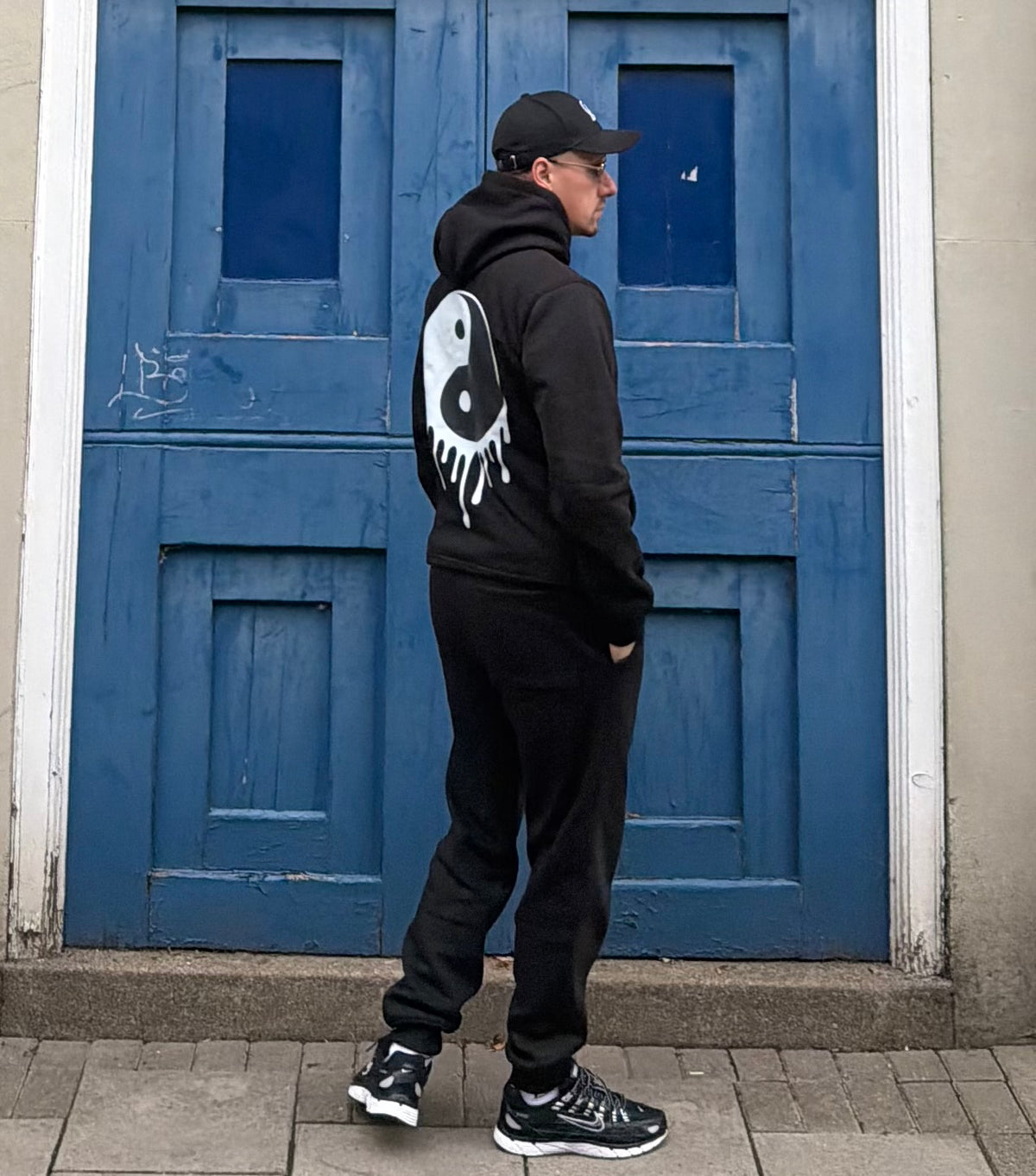 Black Yin Yang Cotton Fleece Tracksuit