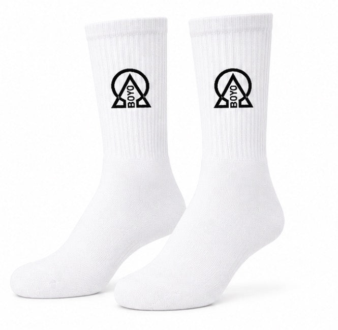 PRE ORDER - Classic Logo Style White Crew Socks