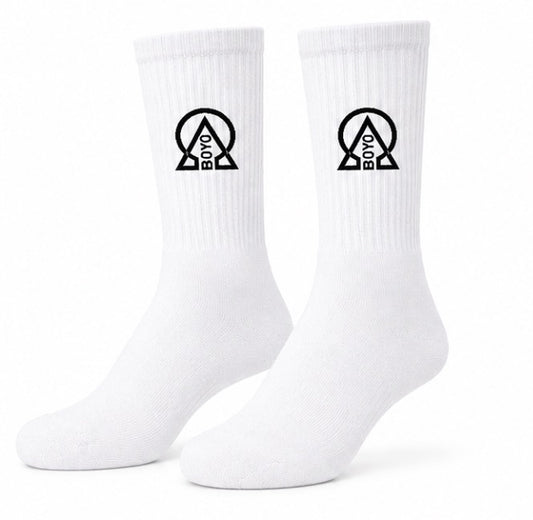 PRE ORDER - Classic Logo Style White Crew Socks