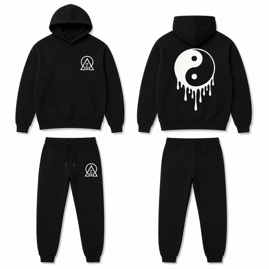 Black Yin Yang Cotton Fleece Tracksuit